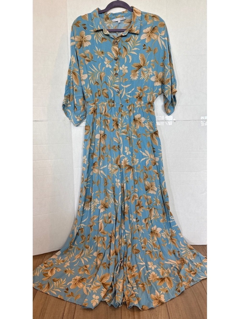 Baltic Born Blue Floral Maxi Dress/ Romper Size L